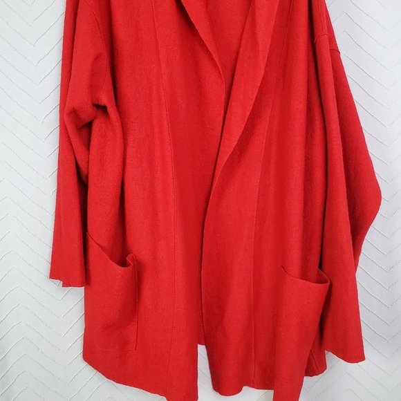 Jessica London Long Sleeve Open Front Cardigan Red - Picture 3 of 8
